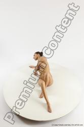 Nude Gymnastic poses Woman White Slim long brown Multi angle poses Pinup